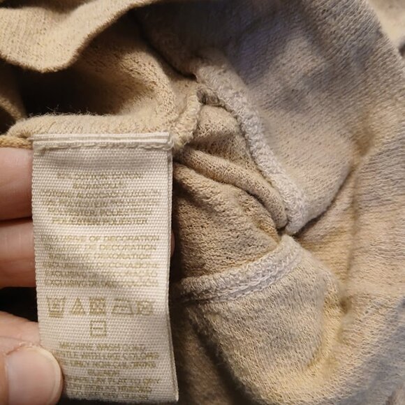 FREE PEOPLE Studded Mesh upper T-shirt Top XS Mustard Beige Scoop neck Boho LS - Picture 10 of 10